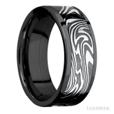 8 mm wide/Flat/Zirconium band with one 6 mm Centered inlay of Kinetic